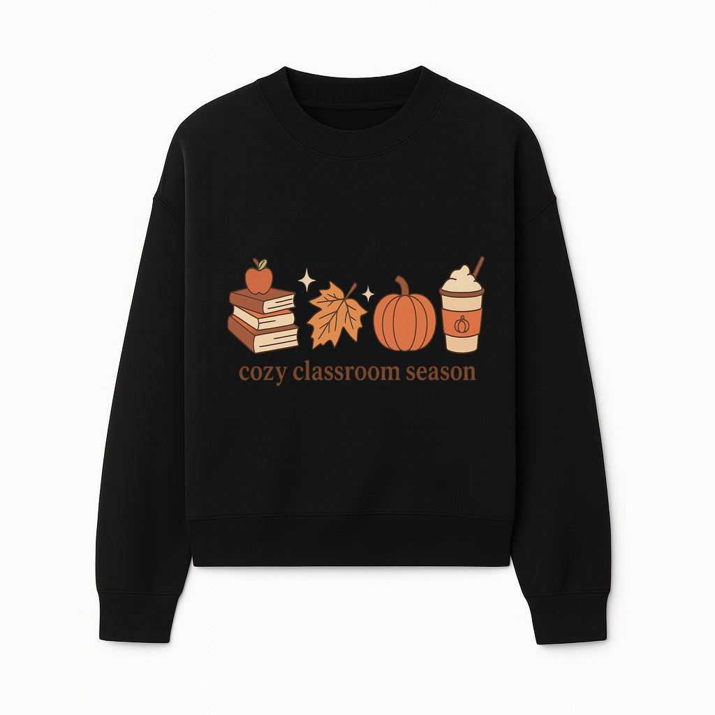 Cozy Classroom Season Fall Decor - Apple, Books, Pumpkin, Maple Leaf - Autumn Classroom Wall Art for Teachers and Students - Sweatshirt 1758093386648.jpg