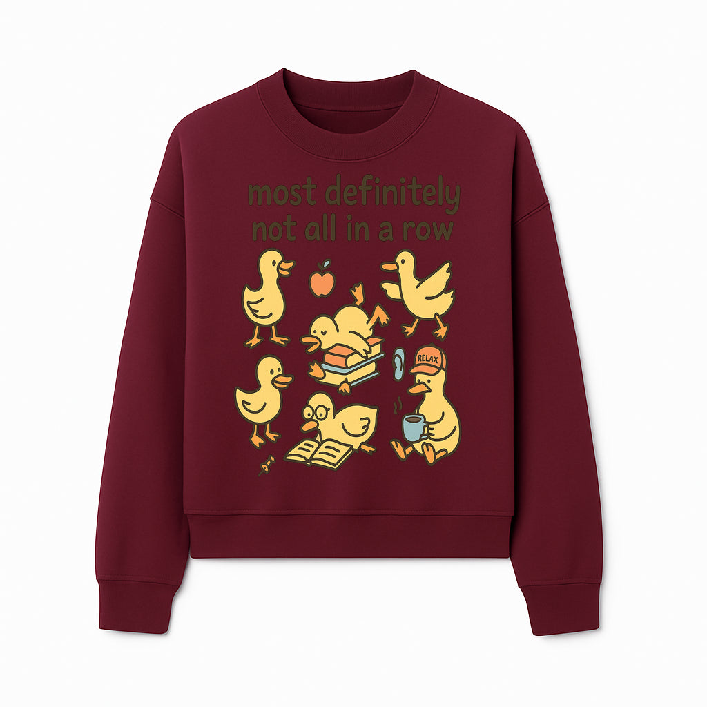 Funny Duck Art Print - 'Most Definitely Not All in a Row' - Quirky Home Decor, Cute Animal Illustration, Whimsical Gift - Sweatshirt 1758093386715.jpg