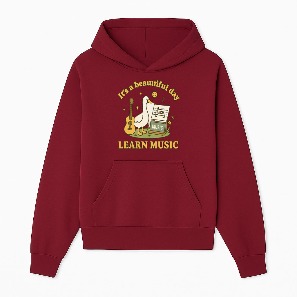 Music Learning Duck T-Shirt, Cute Guitar Design, It's a Beautiful Day, Fun Music Education Apparel for Kids and Adults - Hoodie 1758093386783.jpg