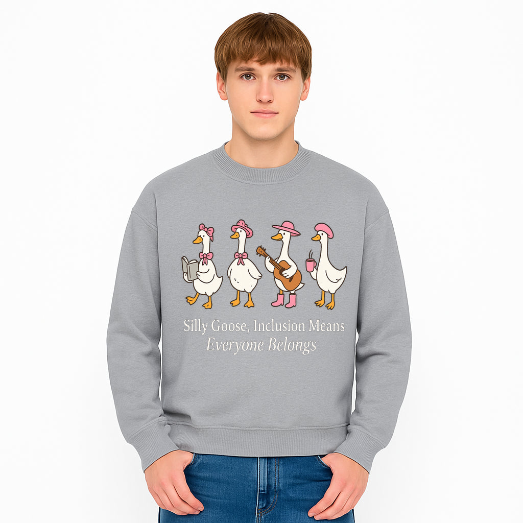 Silly Goose Inclusion Art Print - Everyone Belongs Theme, Cute Ducks with Accessories, Positive Vibes Wall Decor for Home or Kids' Room - Sweatshirt 1758093386803.jpg