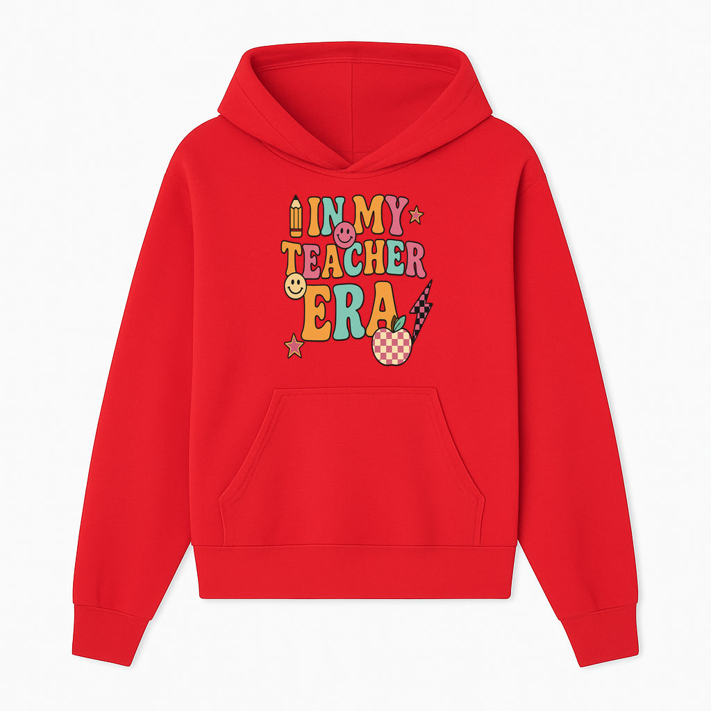 In My Teacher Era Graphic Tee - Retro Style with Happy Faces and School Elements, Perfect for Educators - Hoodie 1758093386809.jpg