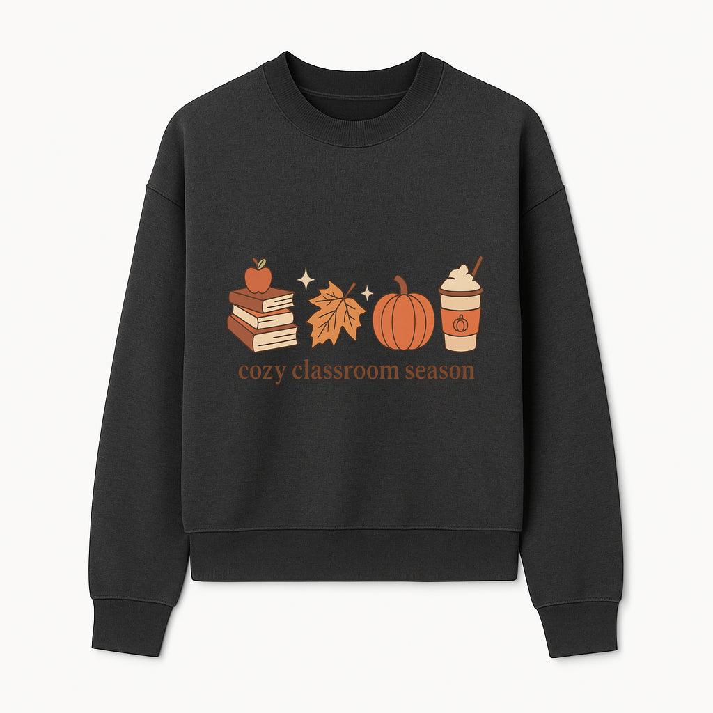 Cozy Classroom Season Fall Decor - Apple, Books, Pumpkin, Maple Leaf - Autumn Classroom Wall Art for Teachers and Students - Sweatshirt 1758093386862.jpg