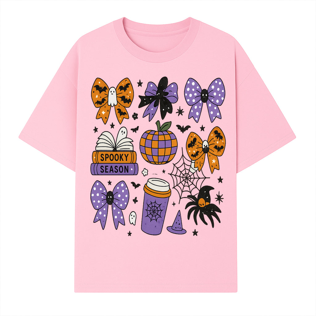 Halloween-Themed Stickers Set - Spooky Season Bows, Pumpkins, Ghosts, and Spider Design for Party Decor and Crafting Projects - T-shirt 1758093386967.jpg