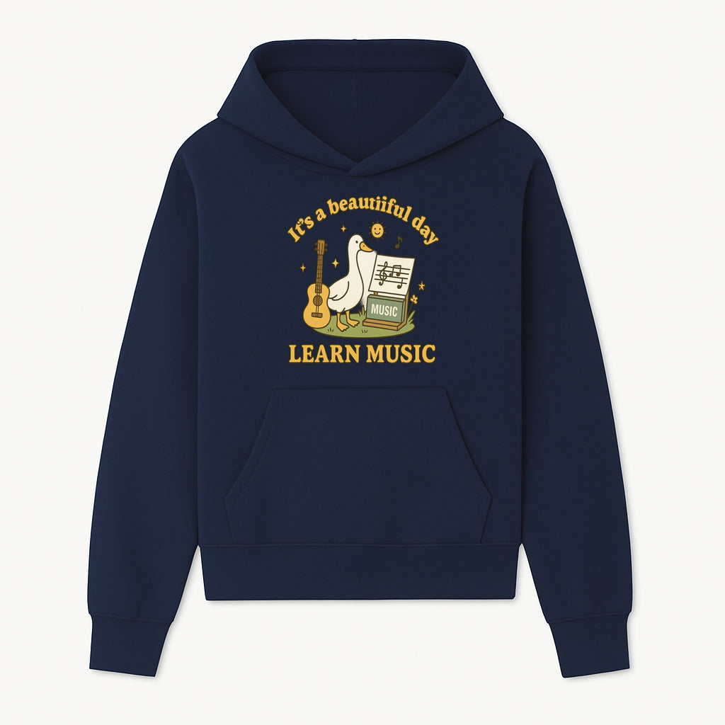 Music Learning Duck T-Shirt, Cute Guitar Design, It's a Beautiful Day, Fun Music Education Apparel for Kids and Adults - Hoodie 1758093386968.jpg