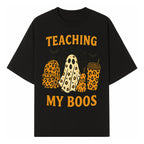 Teaching My Boos Halloween Ghosts & Leopard Print Backpack T-Shirt, Cute Teacher Gift for Kids, Spooky Season Apparel - T-shirt 1758093386988.jpg