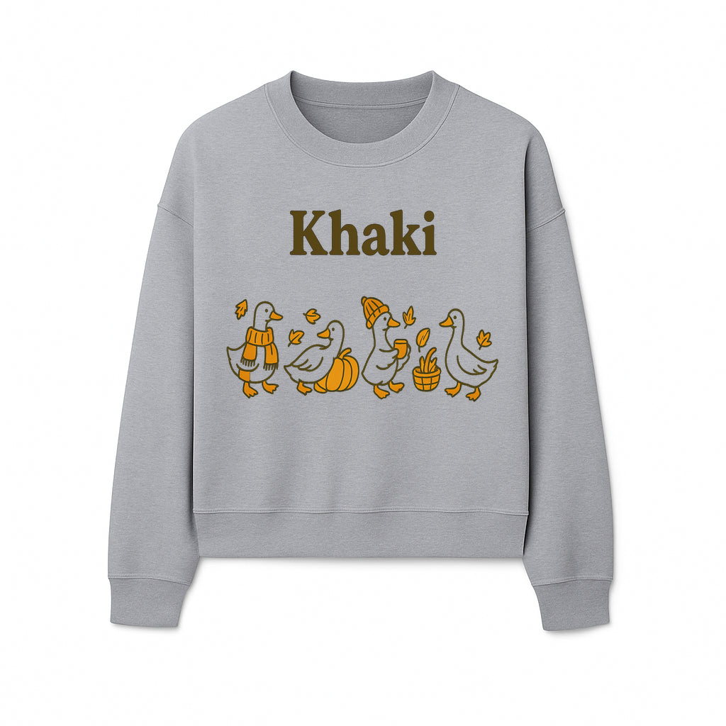 Khaki Duck Family Autumn Decor - Cute Illustrated Ducks with Pumpkins, Hats, and Leaves - Fall Home Decor Wall Art - Sweatshirt 1758093387006.jpg