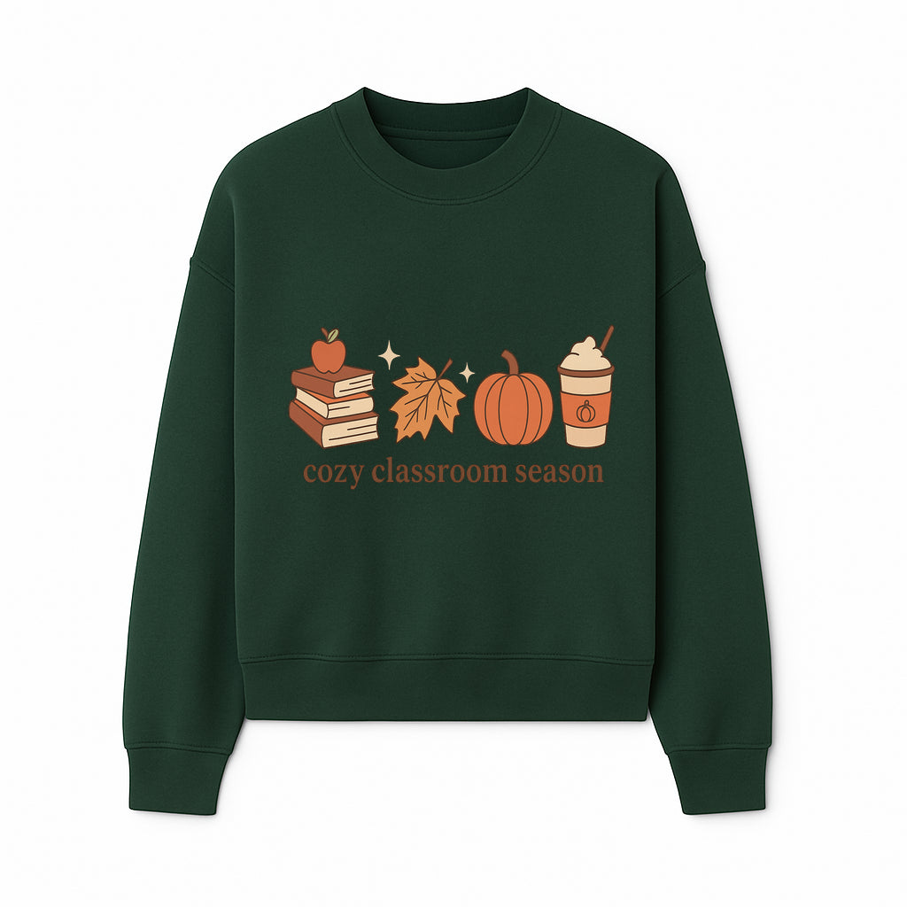Cozy Classroom Season Fall Decor - Apple, Books, Pumpkin, Maple Leaf - Autumn Classroom Wall Art for Teachers and Students - Sweatshirt 1758093387031.jpg