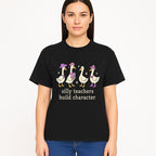 Silly Teachers Build Character - Cute Duck Illustration, Educational Gift, Fun Classroom Decor, Teacher Appreciation, Kids Learning - T-shirt 1758093387105.jpg