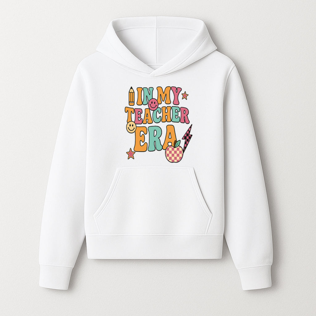 In My Teacher Era Graphic Tee - Retro Style with Happy Faces and School Elements, Perfect for Educators - Hoodie 1758093387109.jpg