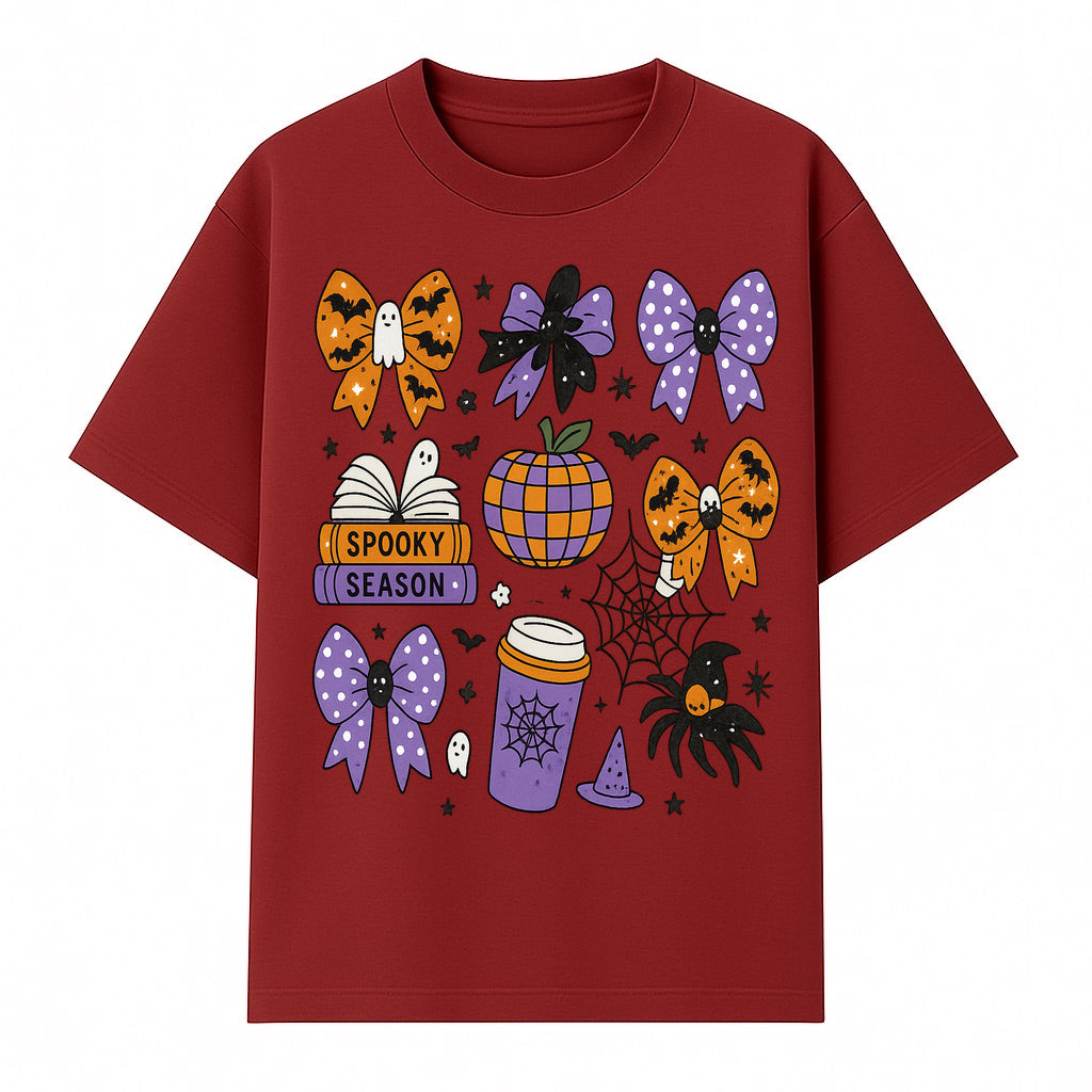 Halloween-Themed Stickers Set - Spooky Season Bows, Pumpkins, Ghosts, and Spider Design for Party Decor and Crafting Projects - T-shirt 1758093387151.jpg