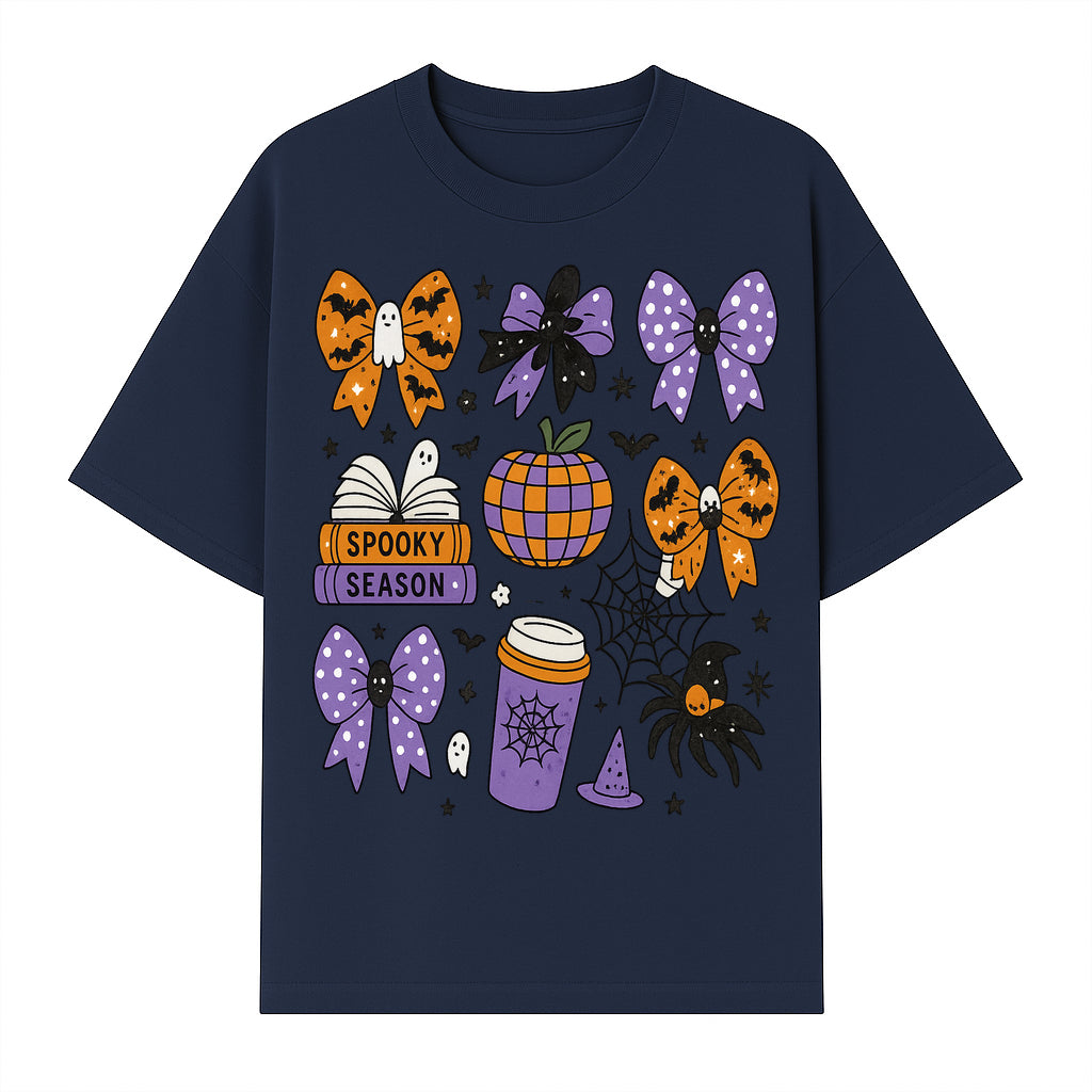 Halloween-Themed Stickers Set - Spooky Season Bows, Pumpkins, Ghosts, and Spider Design for Party Decor and Crafting Projects - T-shirt 1758093387339.jpg