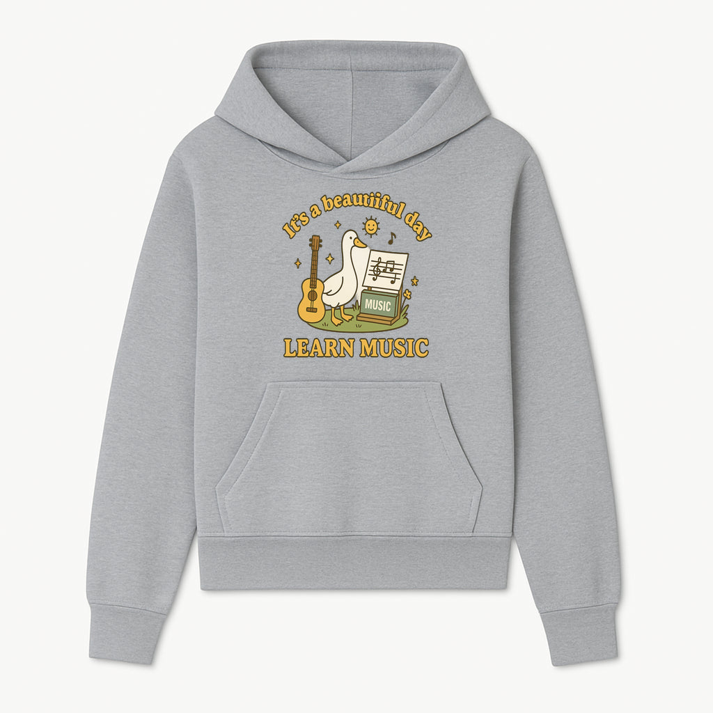 Music Learning Duck T-Shirt, Cute Guitar Design, It's a Beautiful Day, Fun Music Education Apparel for Kids and Adults - Hoodie 1758093387365.jpg