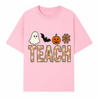 Halloween Teacher Decor | Cute Ghost, Bat, Pumpkin, Spiderweb | Floral 'Teach' Sign | Classroom Wall Art | Fall Aesthetic - T-shirt 1758093387384.jpg