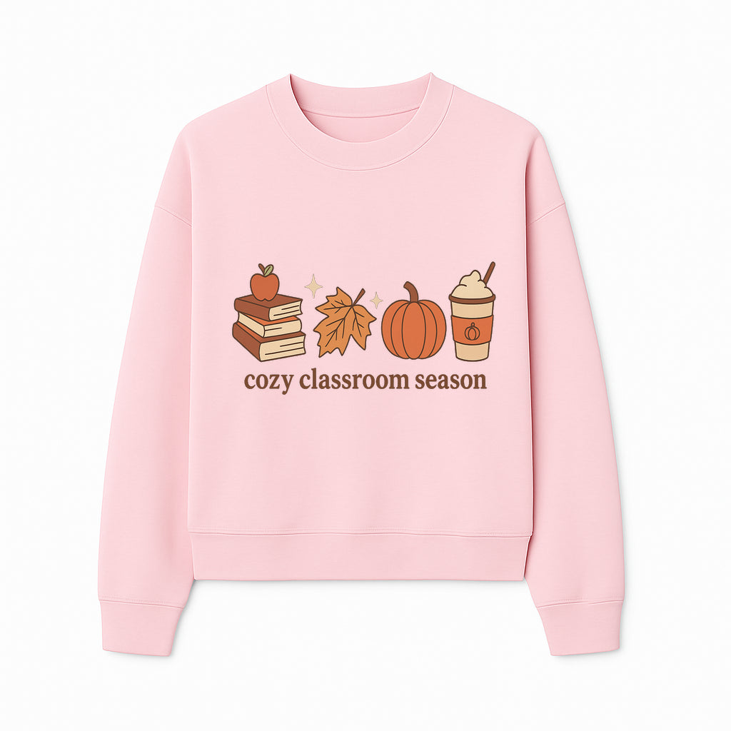 Cozy Classroom Season Fall Decor - Apple, Books, Pumpkin, Maple Leaf - Autumn Classroom Wall Art for Teachers and Students - Sweatshirt 1758093387576.jpg