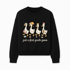 First Grade Goose Ducks Graphic Tee, Cute Animals T-Shirt for Kids, Back to School Apparel, Educational Humor Design - Sweatshirt 1758093387673.jpg
