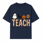 Halloween Teacher Decor | Cute Ghost, Bat, Pumpkin, Spiderweb | Floral 'Teach' Sign | Classroom Wall Art | Fall Aesthetic - T-shirt 1758093387733.jpg