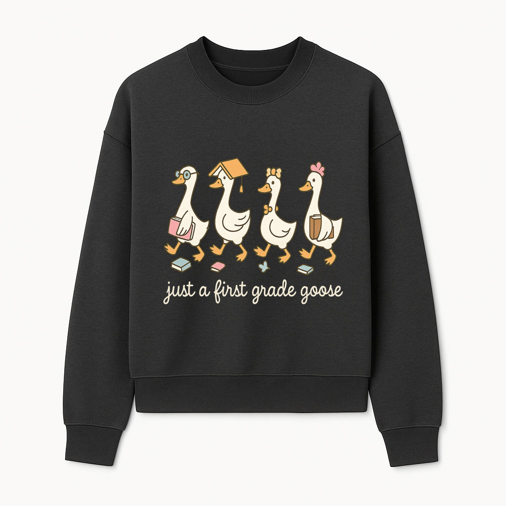 First Grade Goose Ducks Graphic Tee, Cute Animals T-Shirt for Kids, Back to School Apparel, Educational Humor Design - Sweatshirt 1758093387833.jpg