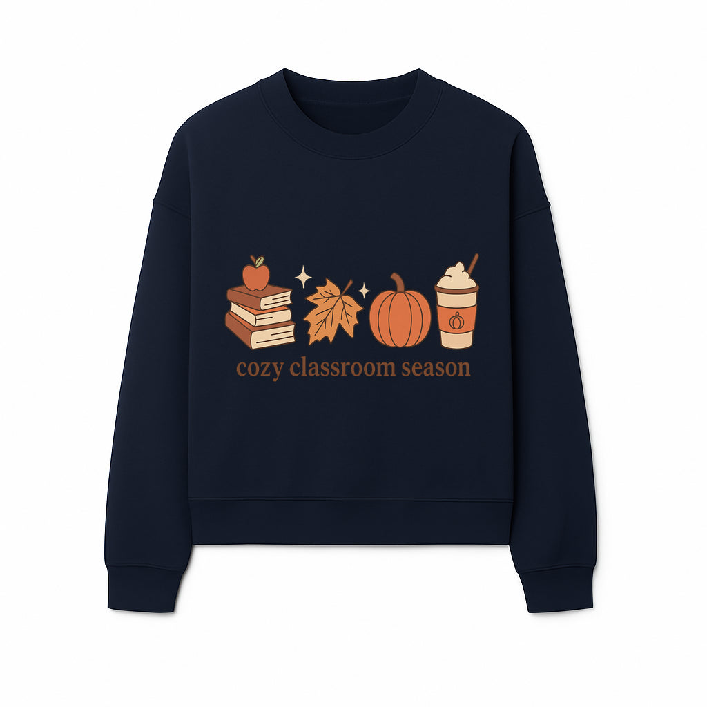Cozy Classroom Season Fall Decor - Apple, Books, Pumpkin, Maple Leaf - Autumn Classroom Wall Art for Teachers and Students - Sweatshirt 1758093387947.jpg