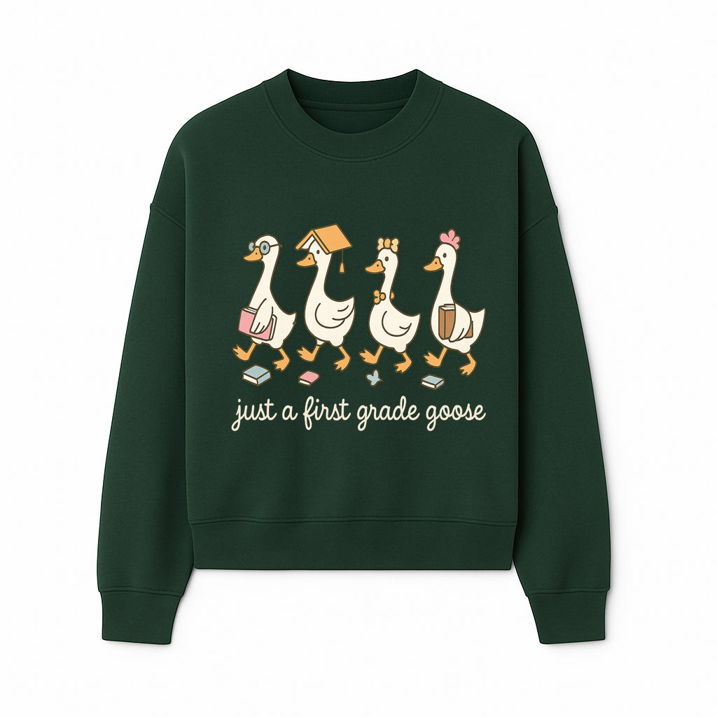 First Grade Goose Ducks Graphic Tee, Cute Animals T-Shirt for Kids, Back to School Apparel, Educational Humor Design - Sweatshirt 1758093387978.jpg