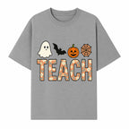 Halloween Teacher Decor | Cute Ghost, Bat, Pumpkin, Spiderweb | Floral 'Teach' Sign | Classroom Wall Art | Fall Aesthetic - T-shirt 1758093388078.jpg