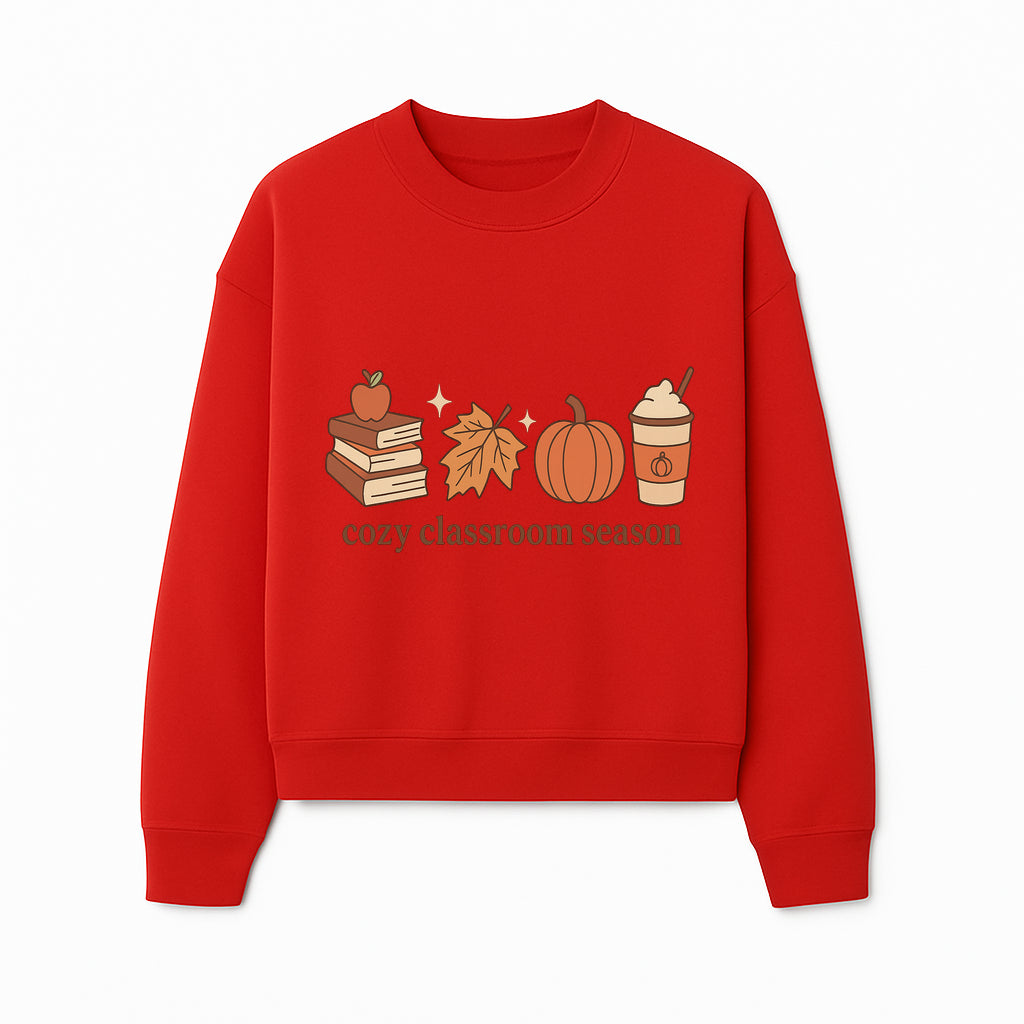 Cozy Classroom Season Fall Decor - Apple, Books, Pumpkin, Maple Leaf - Autumn Classroom Wall Art for Teachers and Students - Sweatshirt 1758093388160.jpg