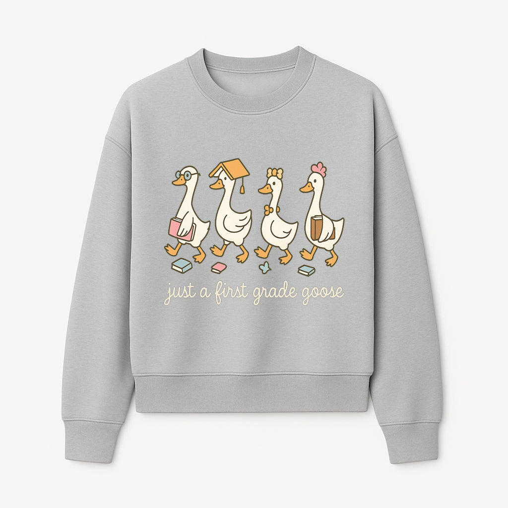 First Grade Goose Ducks Graphic Tee, Cute Animals T-Shirt for Kids, Back to School Apparel, Educational Humor Design - Sweatshirt 1758093388169.jpg