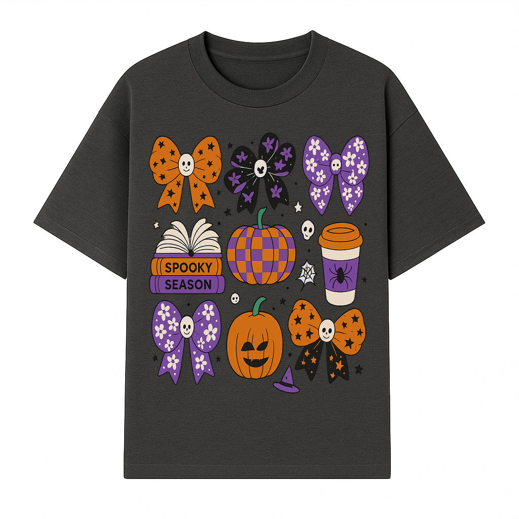 Halloween Stickers Set - Spooky Season, Pumpkins, Bows, Coffee, Flowers, Cute Skulls - Fun Fall Decor for Scrapbooking & Crafts - T-shirt 1758093388182.jpg