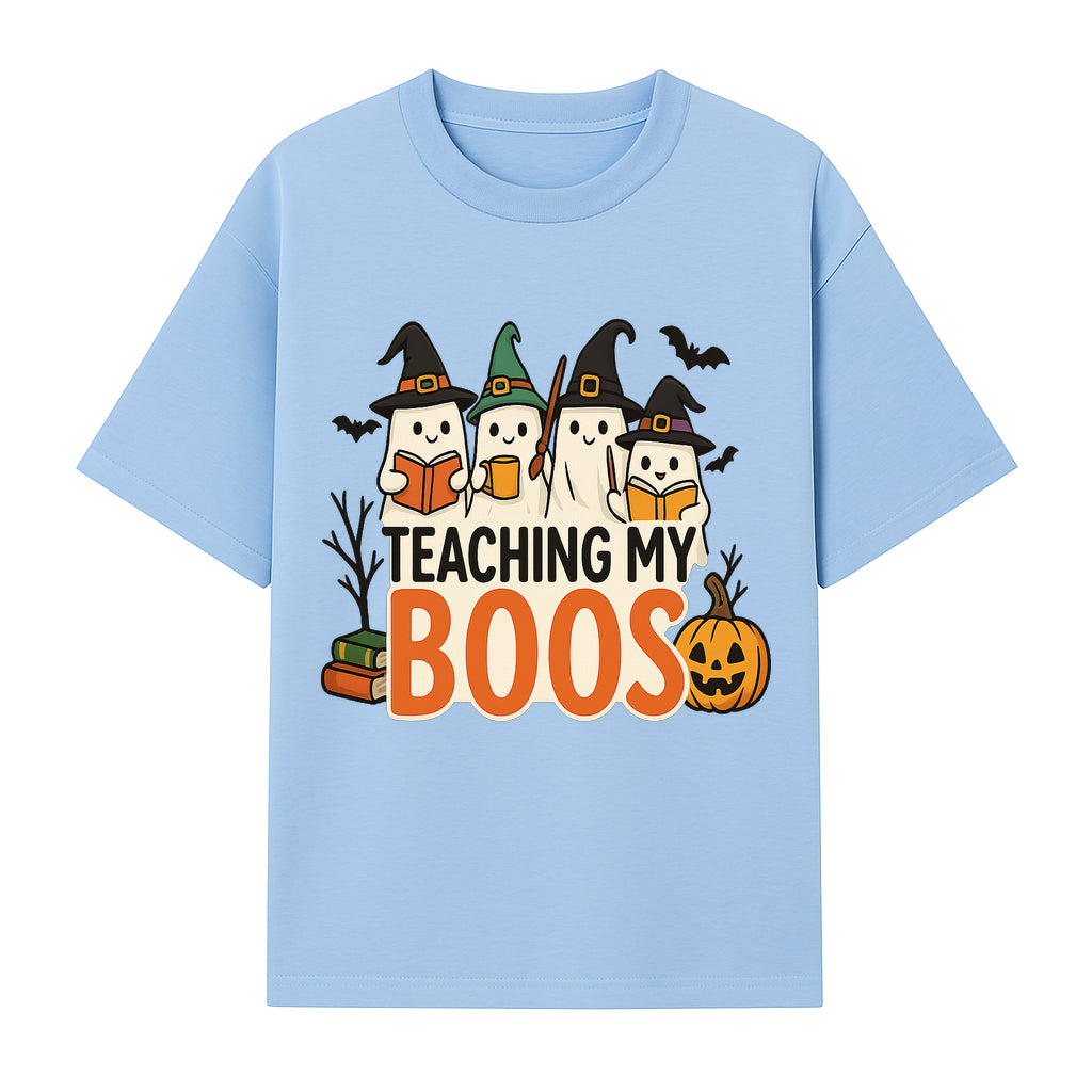 Teaching My Boos Halloween Ghosts Graphic Tee, Cute Witch Ghosts, Spooky Fun, Fall Apparel for Kids and Adults - T-shirt 1758093388207.jpg