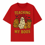 Teaching My Boos Halloween Ghosts & Leopard Print Backpack T-Shirt, Cute Teacher Gift for Kids, Spooky Season Apparel - T-shirt 1758093388318.jpg