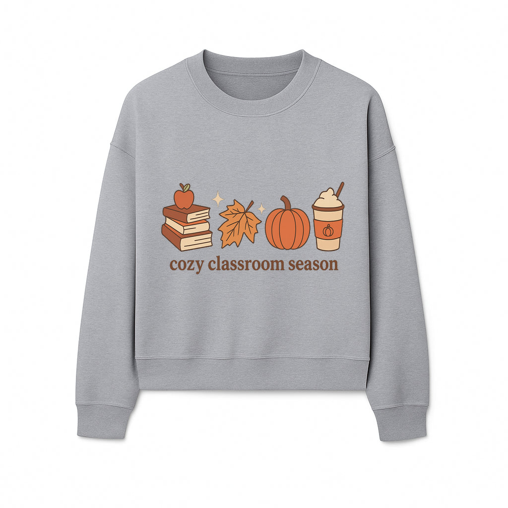 Cozy Classroom Season Fall Decor - Apple, Books, Pumpkin, Maple Leaf - Autumn Classroom Wall Art for Teachers and Students - Sweatshirt 1758093388367.jpg
