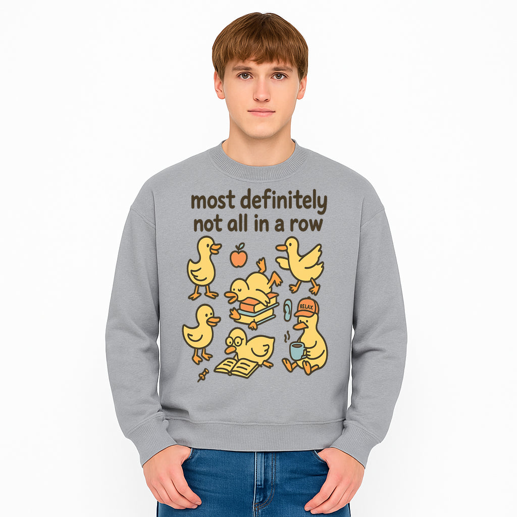 Funny Duck Art Print - 'Most Definitely Not All in a Row' - Quirky Home Decor, Cute Animal Illustration, Whimsical Gift - Sweatshirt 1758093388498.jpg