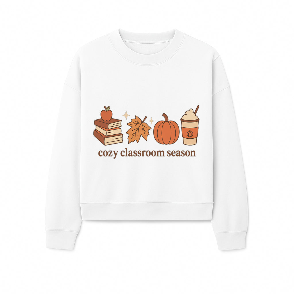 Cozy Classroom Season Fall Decor - Apple, Books, Pumpkin, Maple Leaf - Autumn Classroom Wall Art for Teachers and Students - Sweatshirt 1758093388509.jpg