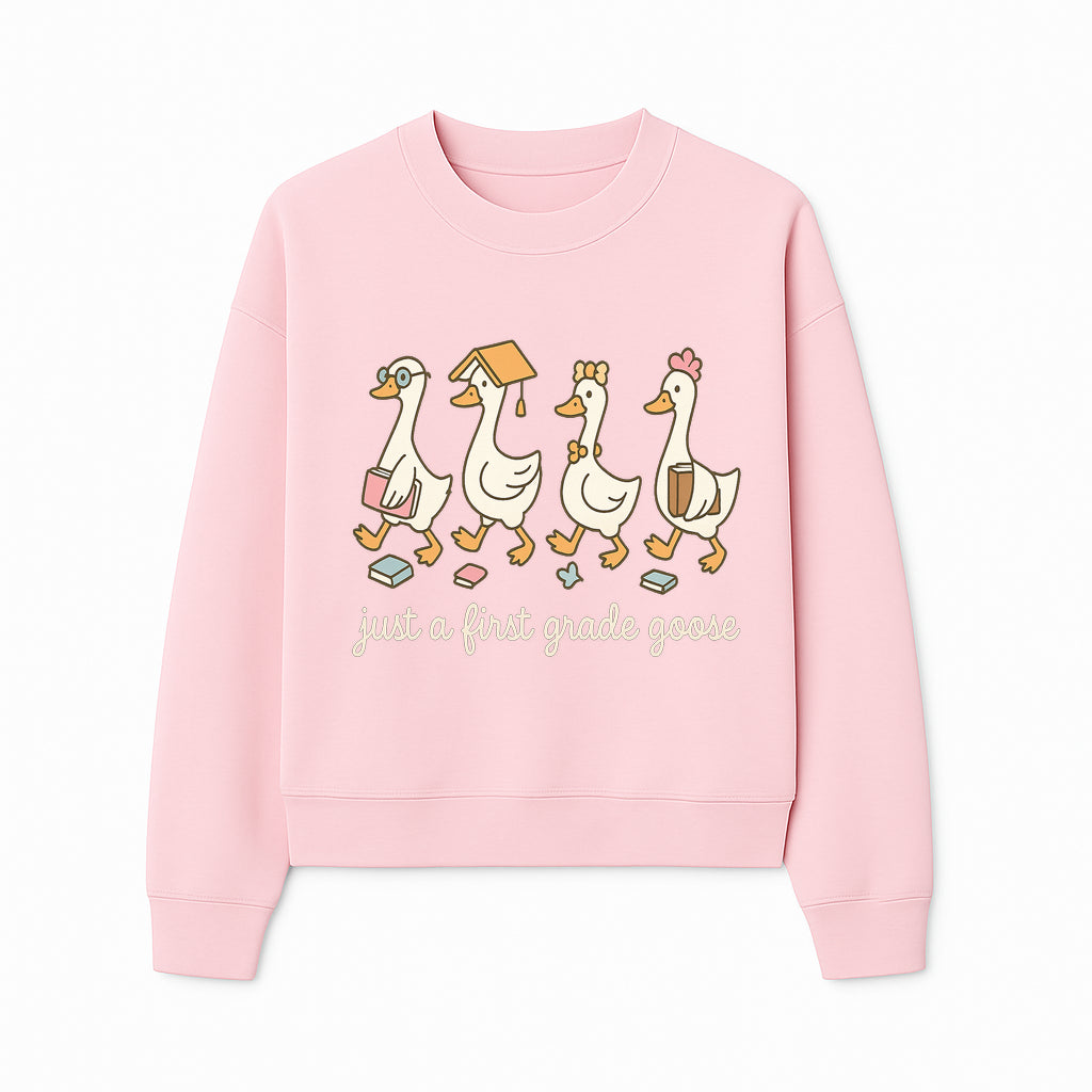 First Grade Goose Ducks Graphic Tee, Cute Animals T-Shirt for Kids, Back to School Apparel, Educational Humor Design - Sweatshirt 1758093388551.jpg