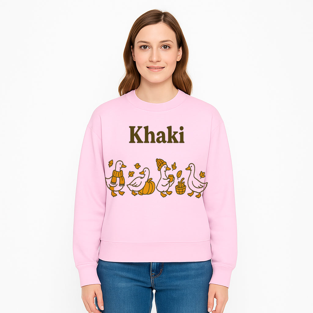 Khaki Duck Family Autumn Decor - Cute Illustrated Ducks with Pumpkins, Hats, and Leaves - Fall Home Decor Wall Art - Sweatshirt 1758093388552.jpg