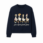 First Grade Goose Ducks Graphic Tee, Cute Animals T-Shirt for Kids, Back to School Apparel, Educational Humor Design - Sweatshirt 1758093388895.jpg