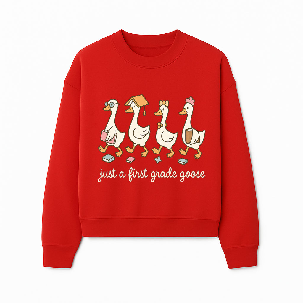 First Grade Goose Ducks Graphic Tee, Cute Animals T-Shirt for Kids, Back to School Apparel, Educational Humor Design - Sweatshirt 1758093389050.jpg