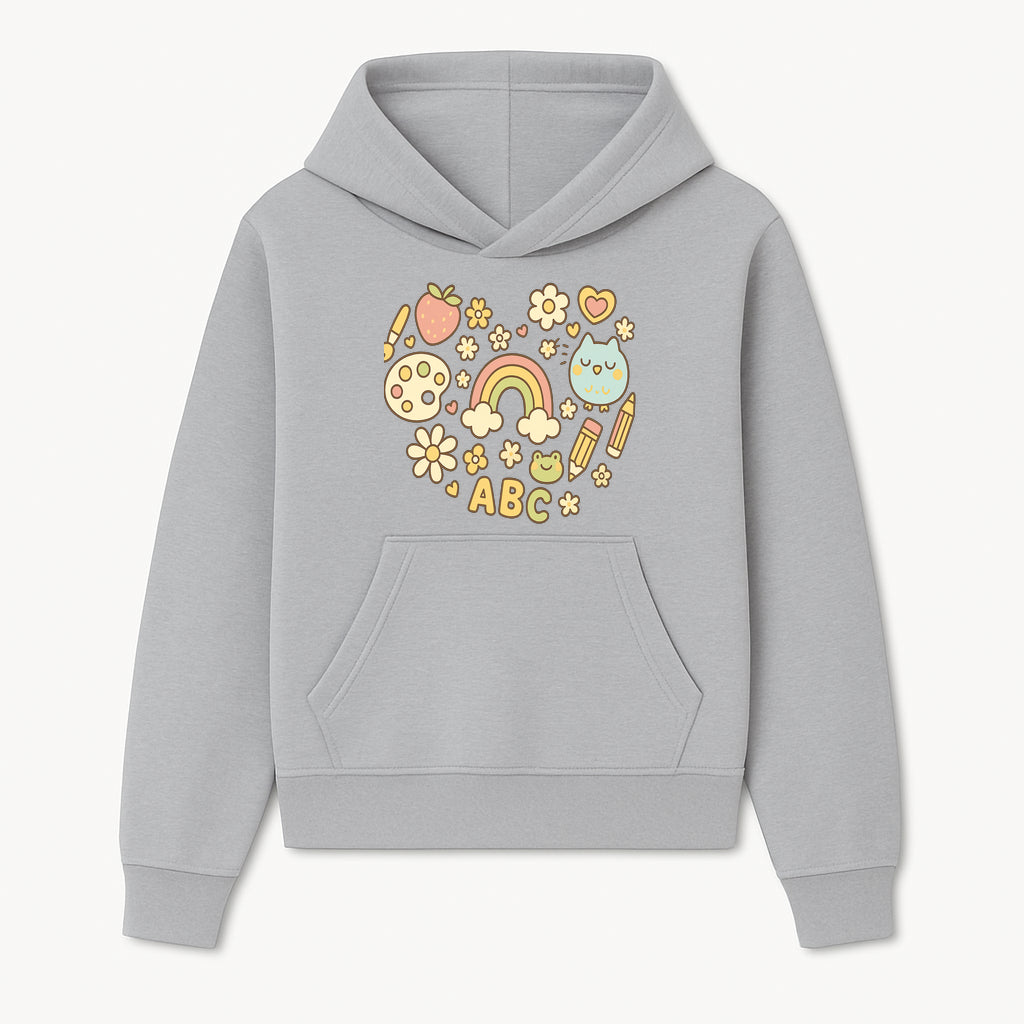 Colorful Kids' Art Print with ABC, Rainbow, Flowers, and Cute Animals - Ideal for Nursery Decor or Children's Room Wall Art - Hoodie 1758093389223.jpg