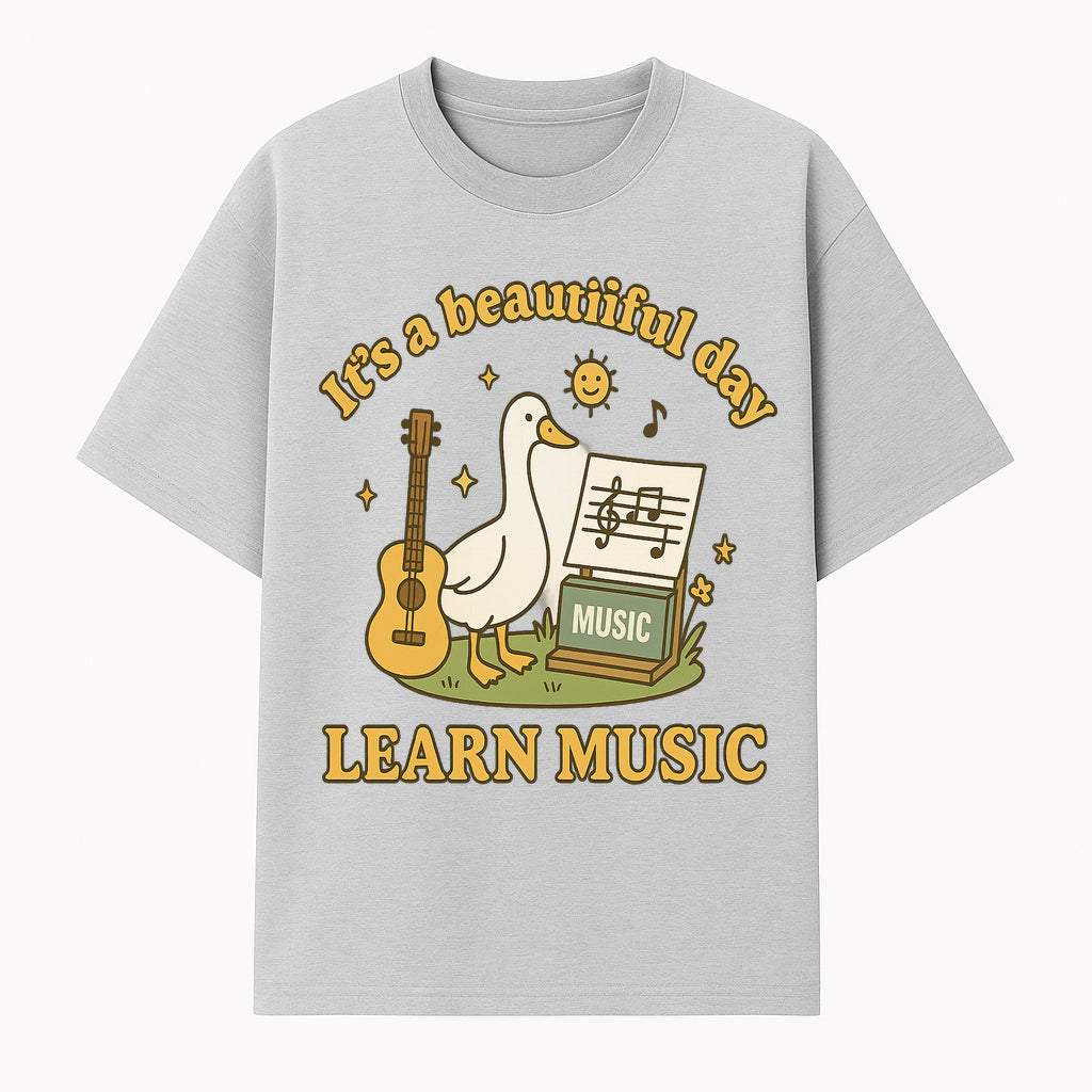 Music Learning Duck T-Shirt, Cute Guitar Design, It's a Beautiful Day, Fun Music Education Apparel for Kids and Adults - T-shirt 1758093389229.jpg