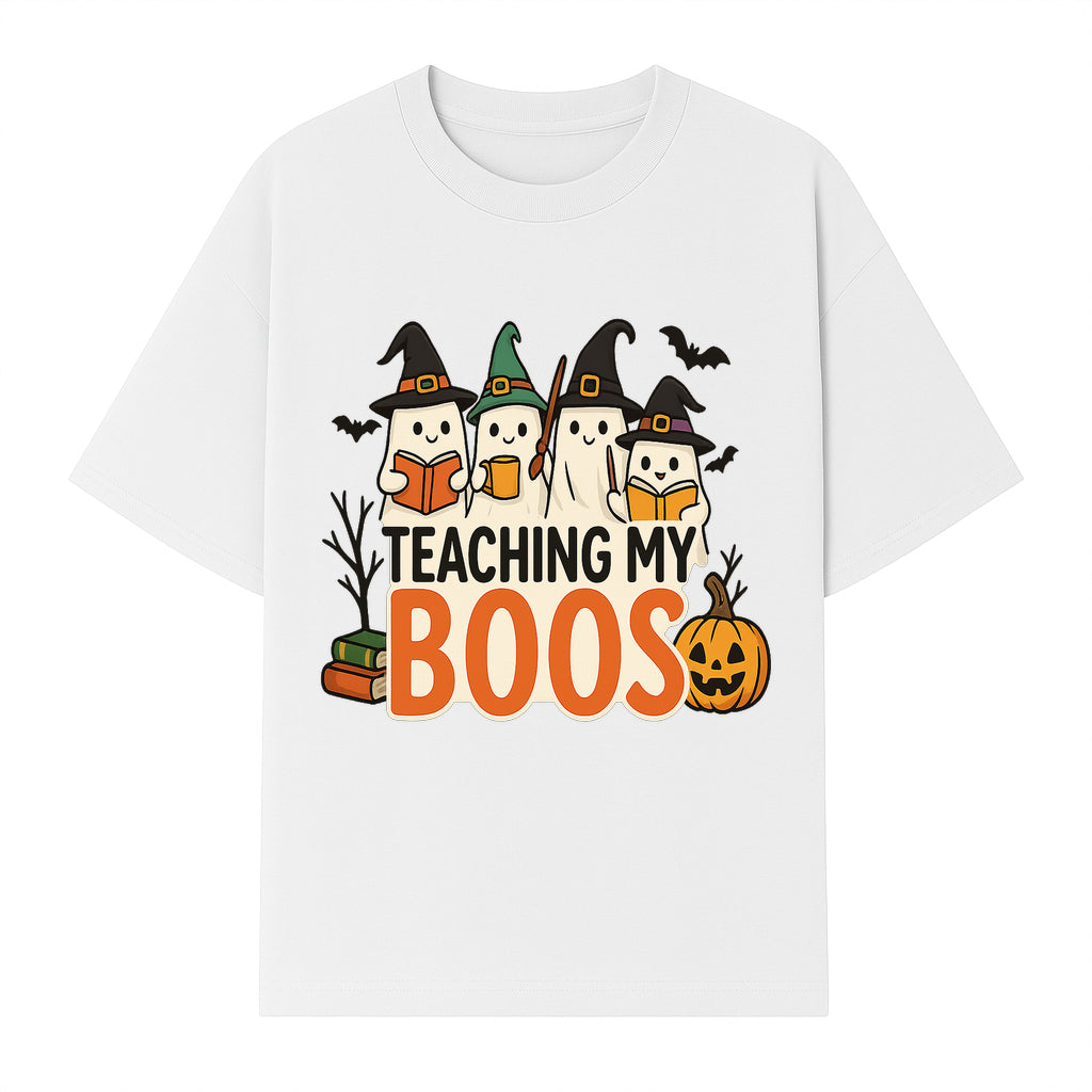 Teaching My Boos Halloween Ghosts Graphic Tee, Cute Witch Ghosts, Spooky Fun, Fall Apparel for Kids and Adults - T-shirt 1758093389276.jpg