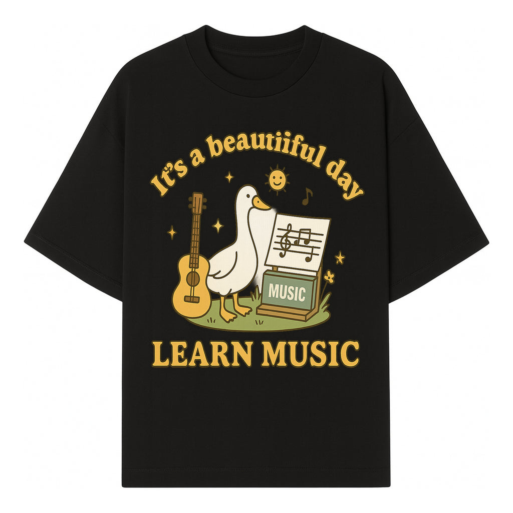 Music Learning Duck T-Shirt, Cute Guitar Design, It's a Beautiful Day, Fun Music Education Apparel for Kids and Adults - T-shirt 1758093389478.jpg