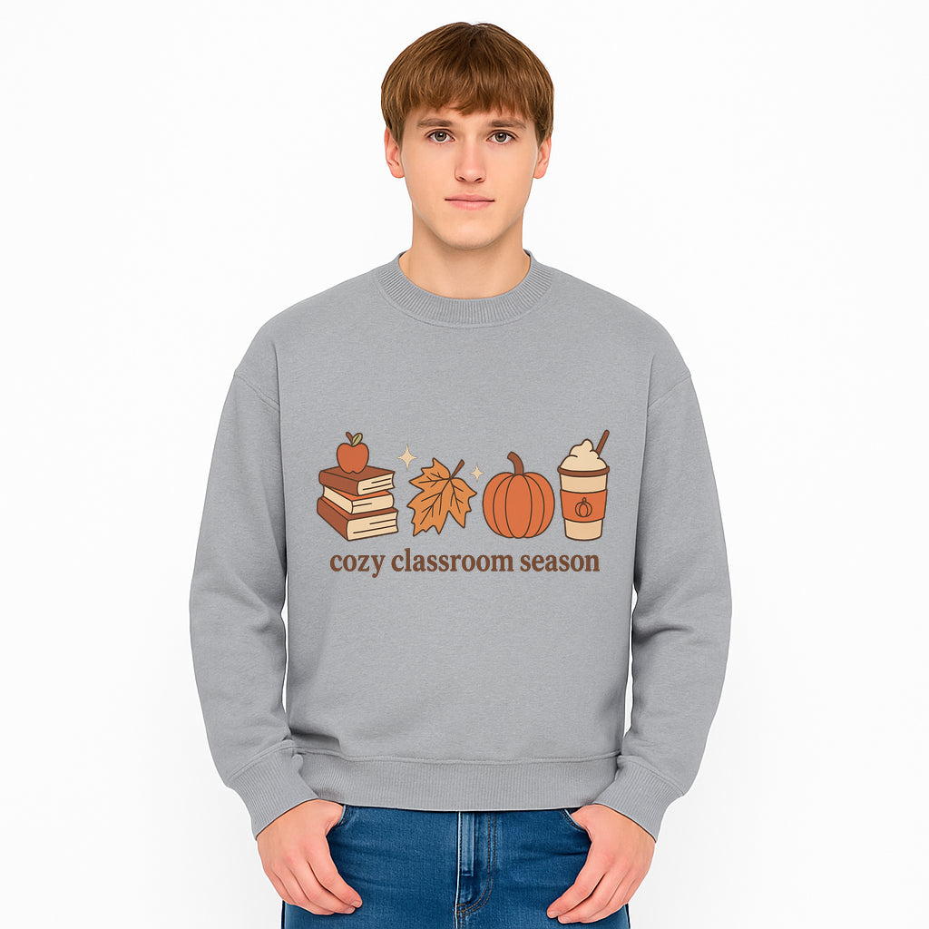 Cozy Classroom Season Fall Decor - Apple, Books, Pumpkin, Maple Leaf - Autumn Classroom Wall Art for Teachers and Students - Sweatshirt 1758093389674.jpg