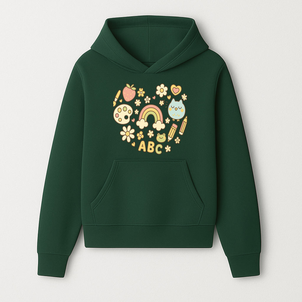 Colorful Kids' Art Print with ABC, Rainbow, Flowers, and Cute Animals - Ideal for Nursery Decor or Children's Room Wall Art - Hoodie 1758093389726.jpg