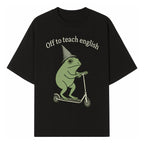 Funny Frog Scooting Off to Teach English T-Shirt, Cute Teacher Gift, Humorous Classroom Apparel, Whimsical Design for ESL Educators - T-shirt 1758093389735.jpg
