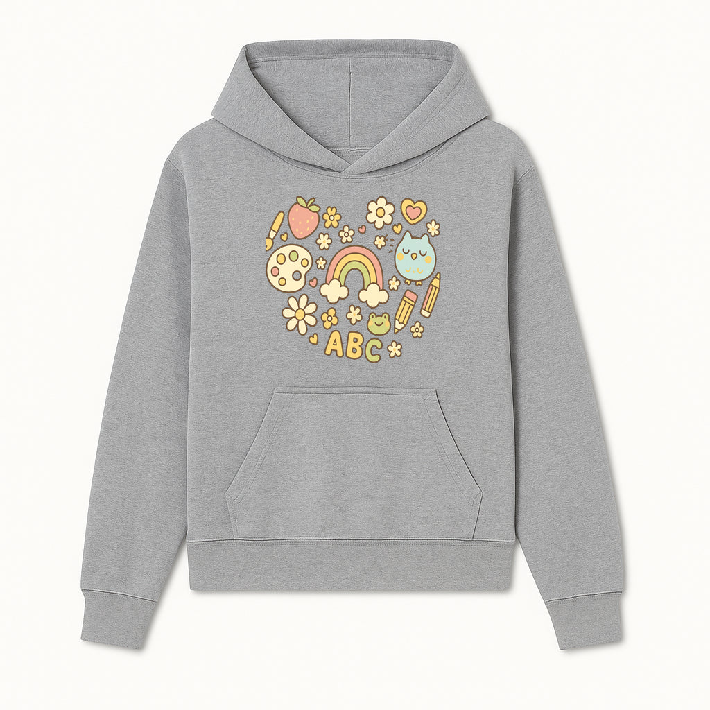 Colorful Kids' Art Print with ABC, Rainbow, Flowers, and Cute Animals - Ideal for Nursery Decor or Children's Room Wall Art - Hoodie 1758093389894.jpg