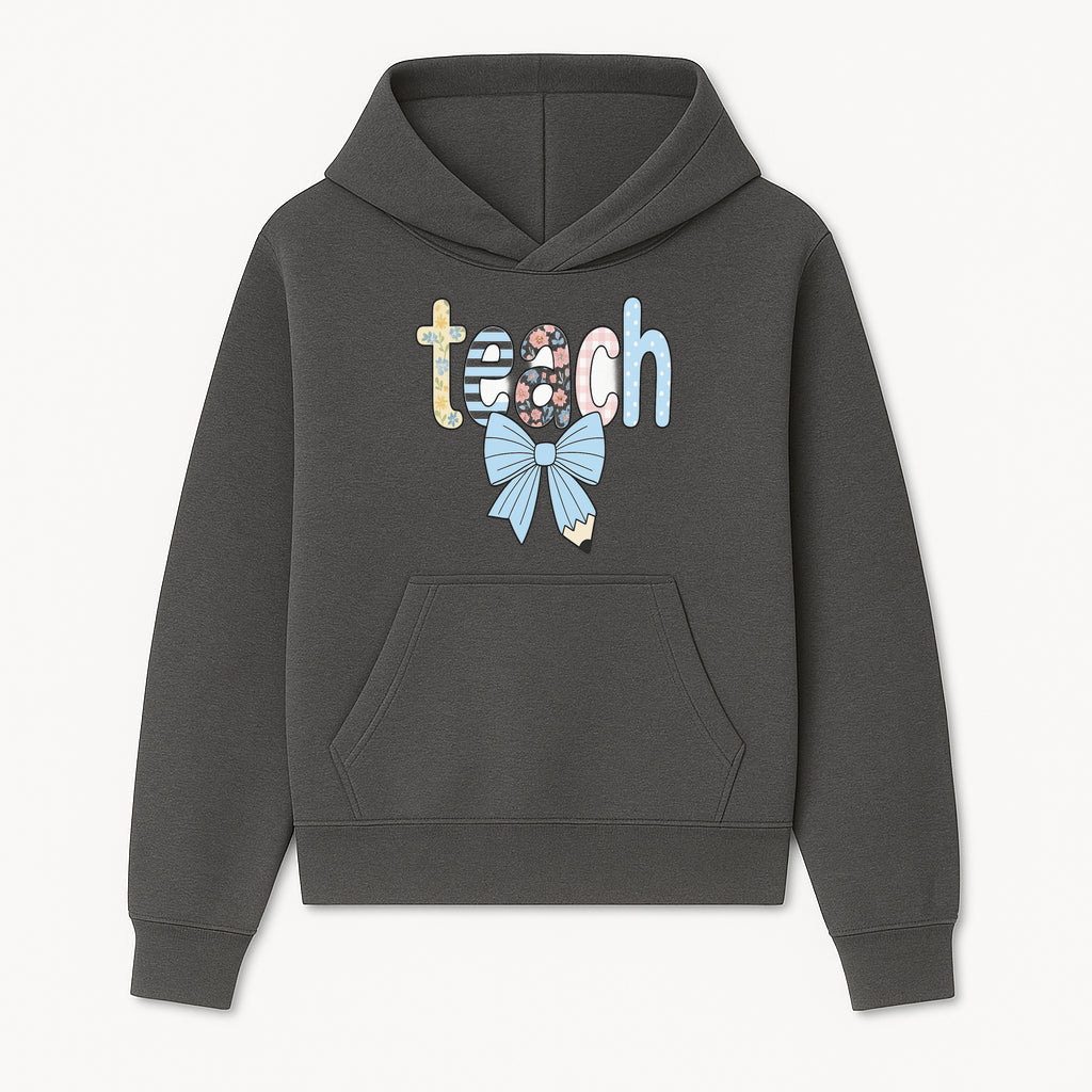 Colorful Teach Sign with Floral Letters and Bow, Classroom Decor, Teacher Appreciation Gift, Educational Wall Art - Hoodie 1758093390085.jpg