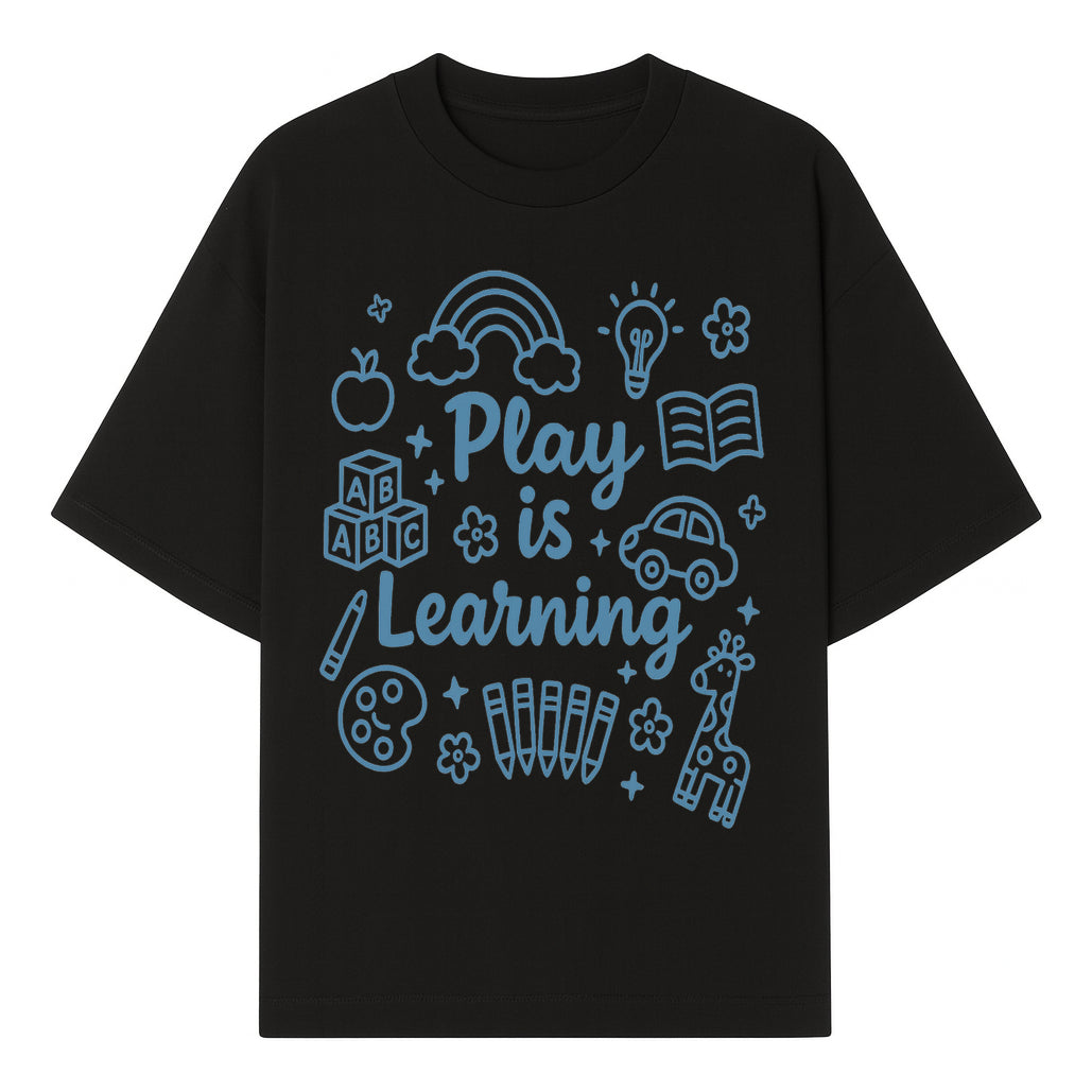Play is Learning Kids Wall Art - Educational Nursery Decor with Rainbow, Blocks, and Fun Illustrations for Children s Room - T-shirt 1758093390108.jpg