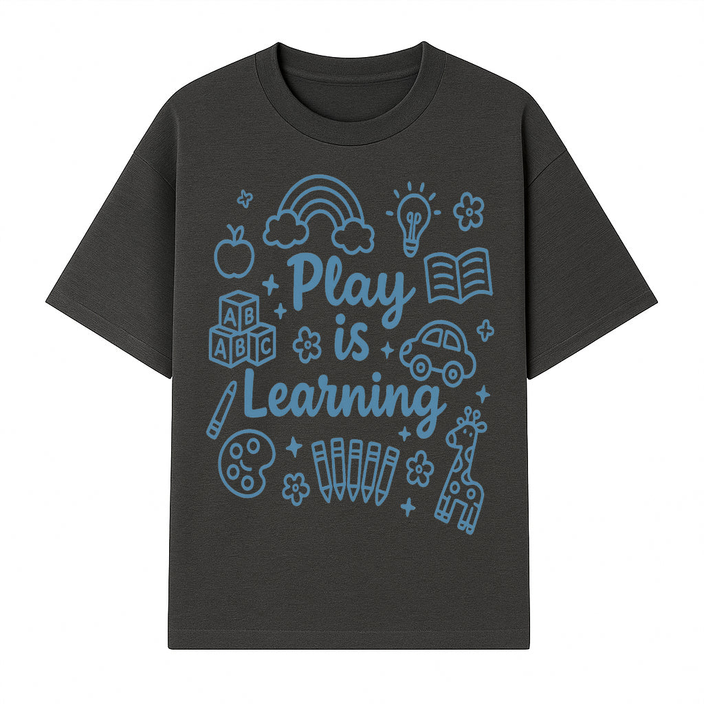 Play is Learning Kids Wall Art - Educational Nursery Decor with Rainbow, Blocks, and Fun Illustrations for Children s Room - T-shirt 1758093390266.jpg
