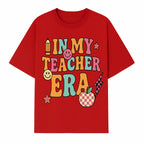 In My Teacher Era Graphic Tee - Retro Style with Happy Faces and School Elements, Perfect for Educators - T-shirt 1758093390269.jpg