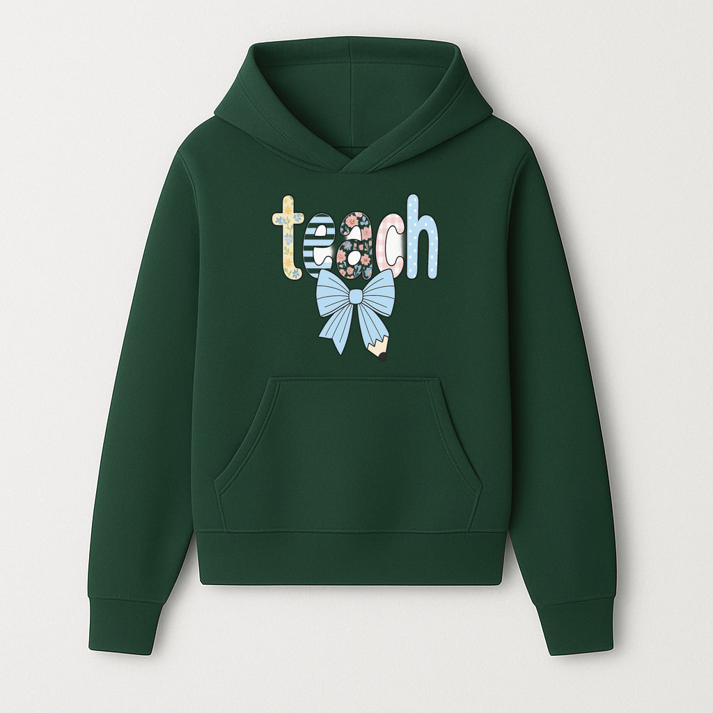 Colorful Teach Sign with Floral Letters and Bow, Classroom Decor, Teacher Appreciation Gift, Educational Wall Art - Hoodie 1758093390297.jpg