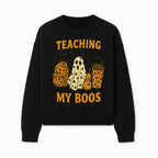 Teaching My Boos Halloween Ghosts & Leopard Print Backpack T-Shirt, Cute Teacher Gift for Kids, Spooky Season Apparel - Sweatshirt 1758093390325.jpg